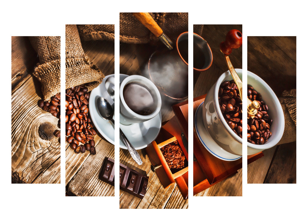 Модульна картина на полотні на стіну для інтер`єру/спальні/прихожої DK Кава 108х80 см (DKPM5-15)
