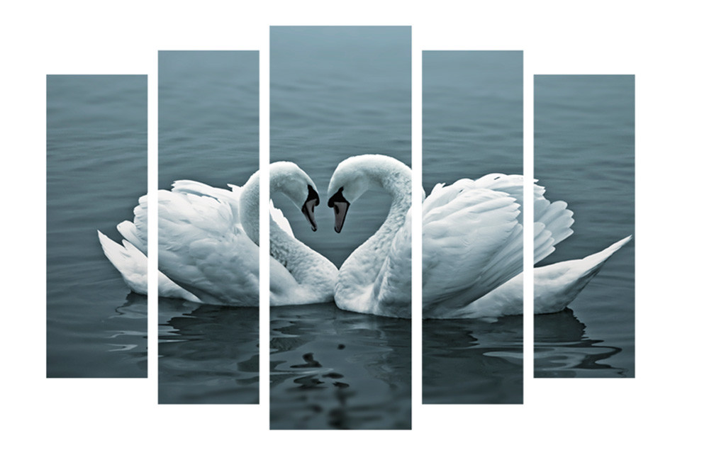Модульна картина на полотні на стіну для інтер`єру/спальні/прихожої DK Лебеді 108х80 см (M5-z171)