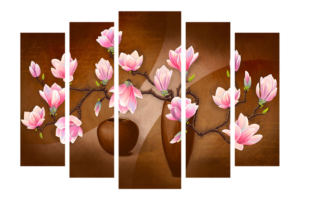 Модульна картина на полотні на стіну для інтер`єру/спальні/прихожої DK Абстракція магнолії 108х80 см (M5-627)