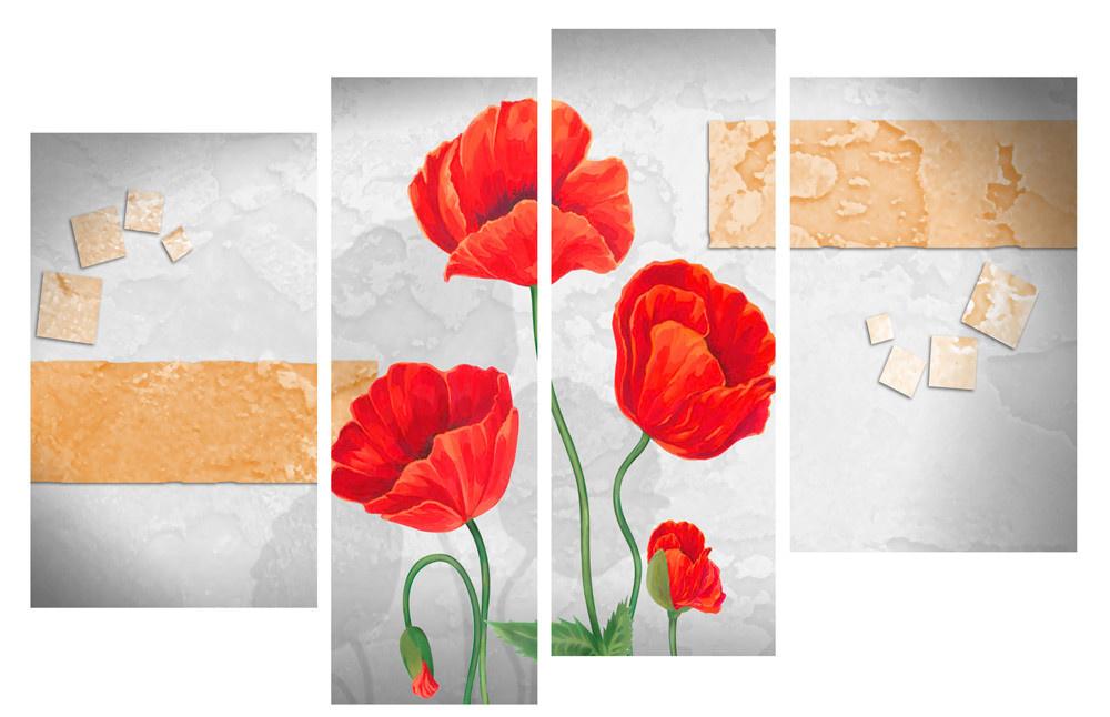 Модульна картина на полотні на стіну для інтер`єру/спальні/прихожої DK Маки 112х75 см (M4-224-1)