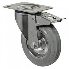 Колесо 2104-N-100-R(21 "Norma") Ø 100 мм, колесо з гальмом поворотне, гумове колесо для візків, ліжок
