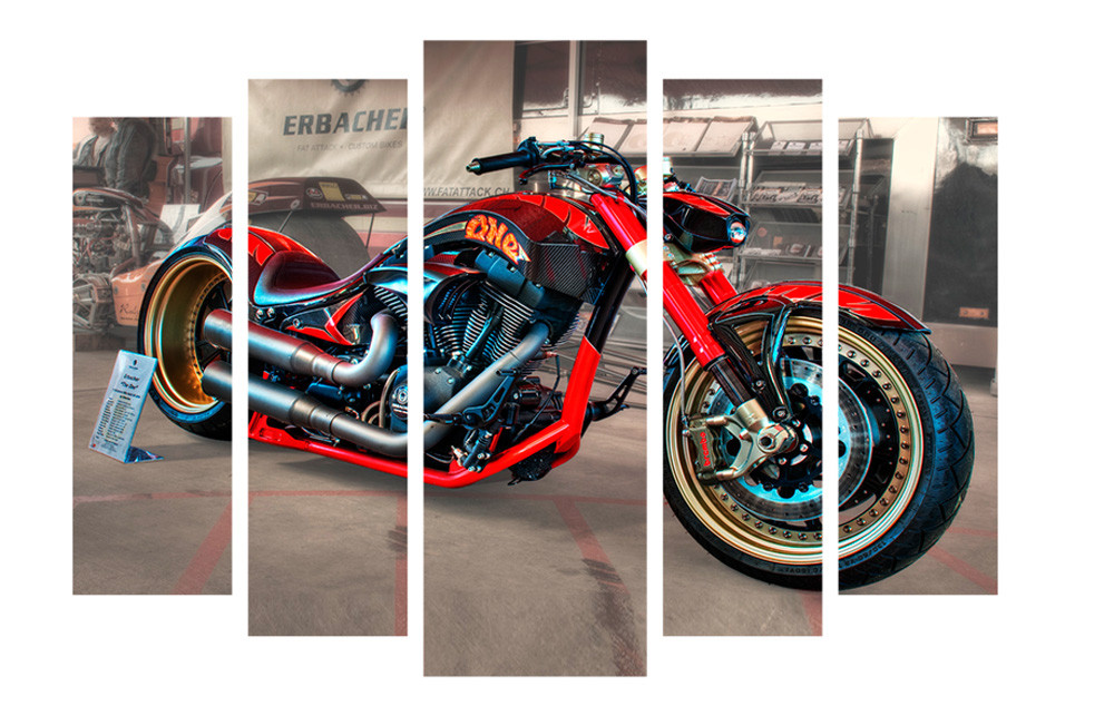 Модульна картина на полотні на стіну для інтер`єру/спальні/прихожої DK Мотоцикл 108х80 см (DKPM5-m1)