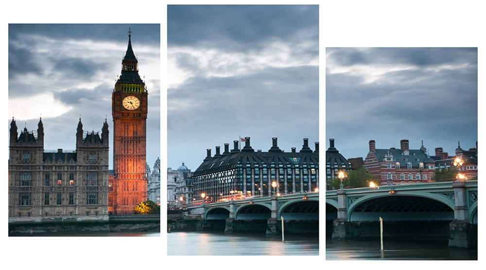 Модульна картина на полотні на стіну для інтер`єру/спальні/прихожої DK Біг Бен 100х53 см (M3-t186)