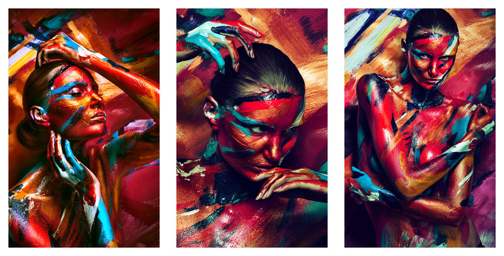 Модульна картина на полотні на стіну для інтер`єру/спальні/прихожої DK Пристрасна дівчина 100х53 см (M3-l754)