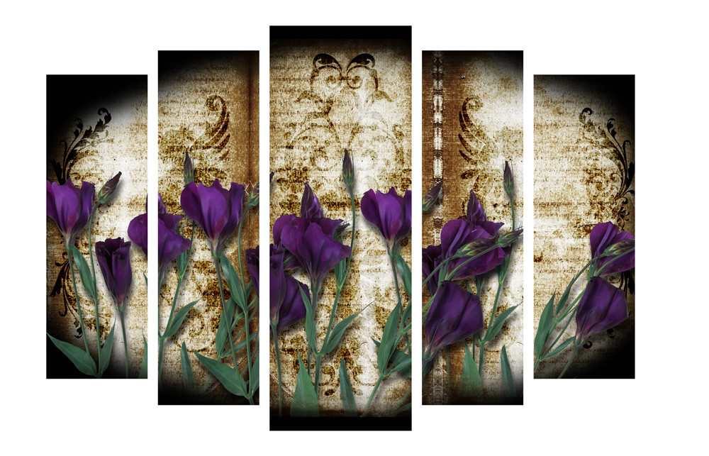 Модульна картина на полотні на стіну для інтер`єру/спальні/прихожої DK Іриси 108х80 см (M5-472)