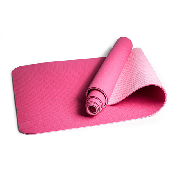 Килимок для йоги та фітнесу TPE (йога мат, каремат спортивний) OSPORT Yoga ECO Pro 6мм (FI-0076) Рожево-світло-рожевий