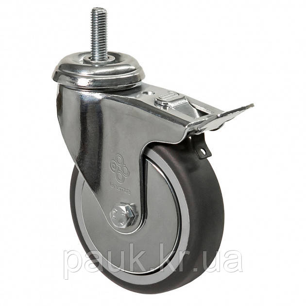Колесо 2309-L-050-P(23 "Light") Ø 50мм, поворотне з різьбленням та гальмом, підшипник ковзання, фото 1