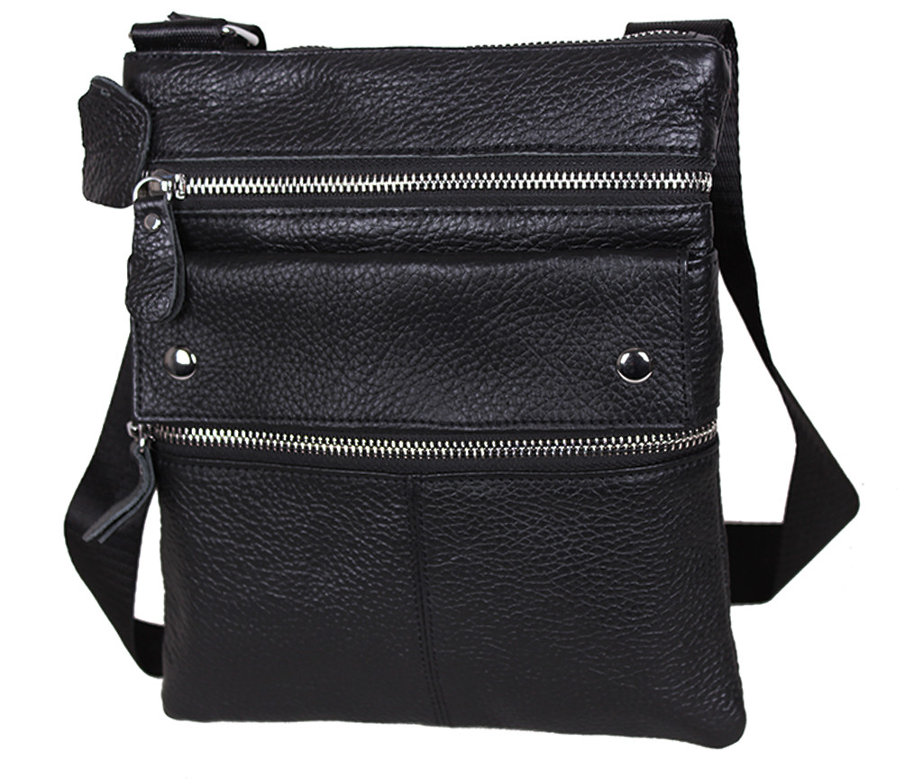 Чоловіча шкіряна сумка 302BL чорна, фото 1