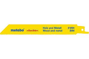 Полотна для шабельних пил 150 мм, 2 шт., дерево + метал, Metabo Flexible S922VF (631094000)