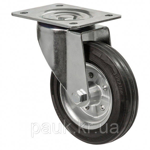 Колесо 3102-N-180-R(31 "Norma") Ø 180 мм, поворотне колесо, гумове колесо на візок, вантажне колесо на транспортне обладнання, фото 1