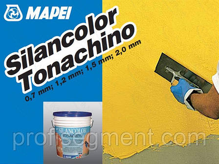 Вододисперсійна паропроникна силіконова штукатурка Mapei Silancolor Tonachino 0.7 mm/20кг,Харків, фото 2