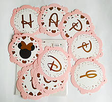 Гірлянда паперова "Happy Birthday" рожева Мінні Маус