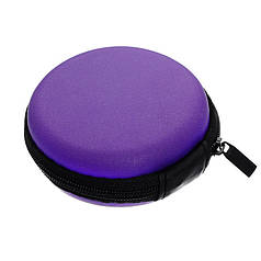 Футляр круглий на блискавці для мікрофонів, навушників, кабелів, аксесуарів 8 x 3 см, purple.