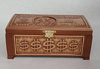 Різьба по дереву - Скринька для грошей 235х155х95 мм