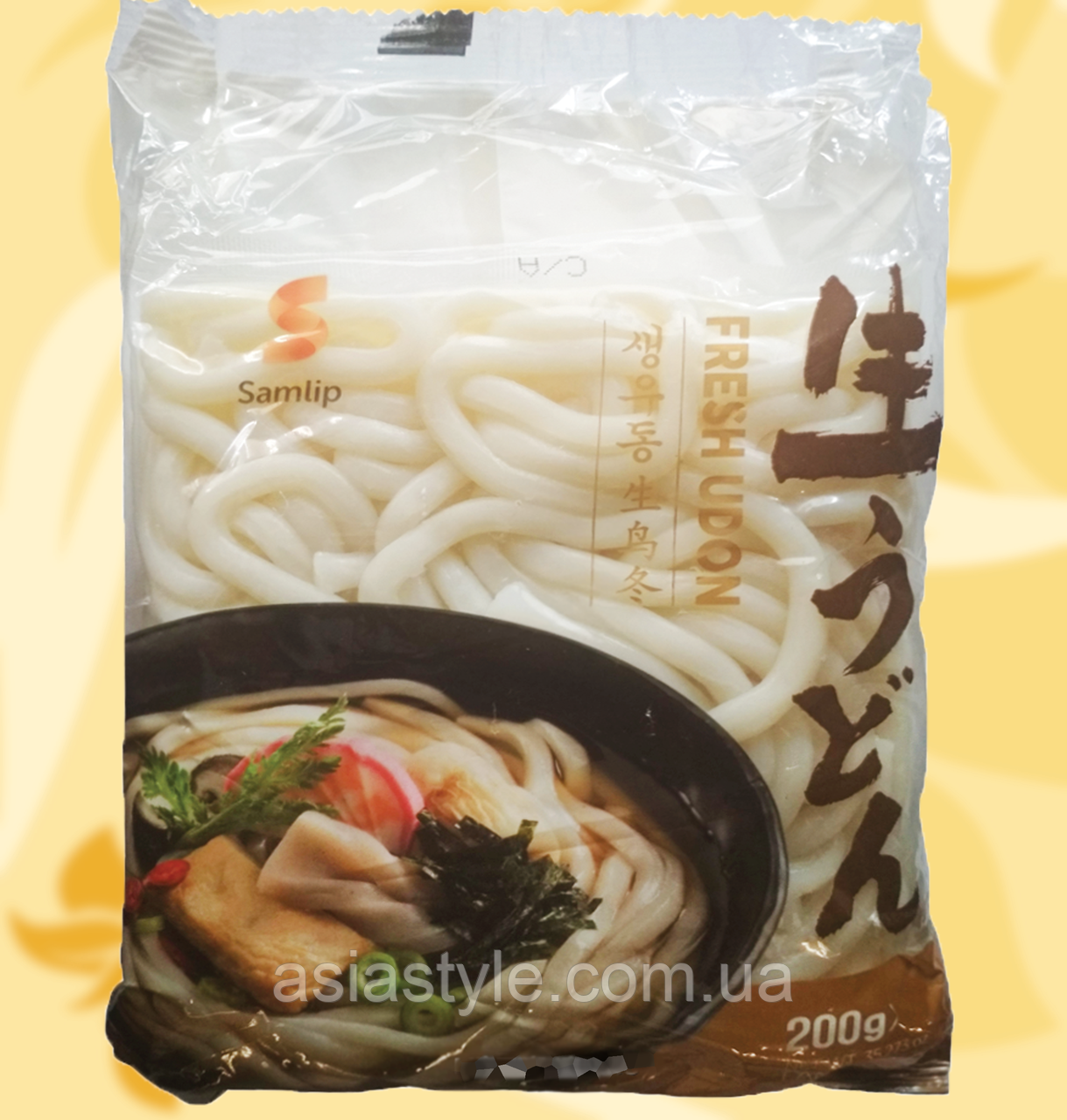 Відвьорова пшенична локшина Удон, Відварена пшенична локшина Удон, Fresh Udon, Samlip, Корея, 600 г, Ч