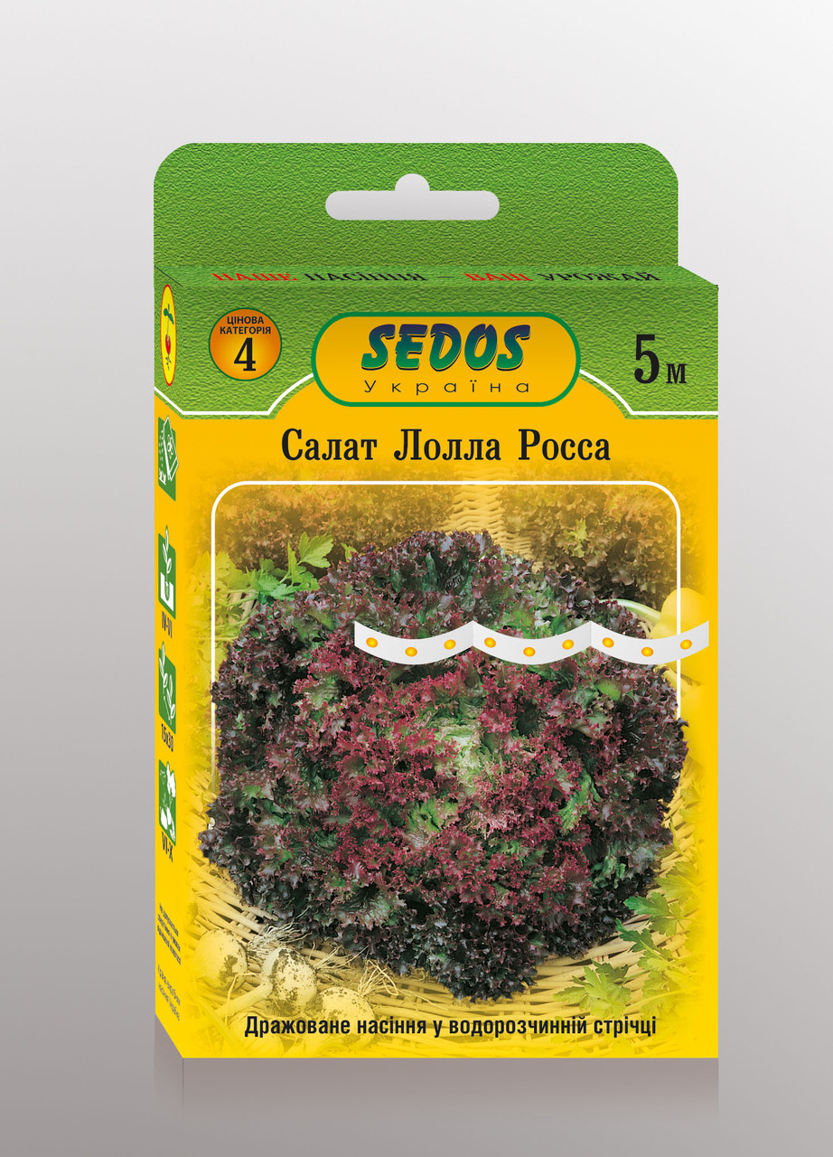 Семена на ленте салат Лолла Росса 5м ТМ SEDOS - фото 1 - id-p814410034