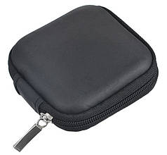 Футляр квадрат на змійці для мікрофонів, навушників, кабелів, аксесуарів 7 x 7 x 2.7 см, black.