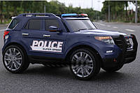 Детский электромобиль Джип Ford Policia, Кожа, EVA резина, Амортизаторы, дитячий електромобіль синий