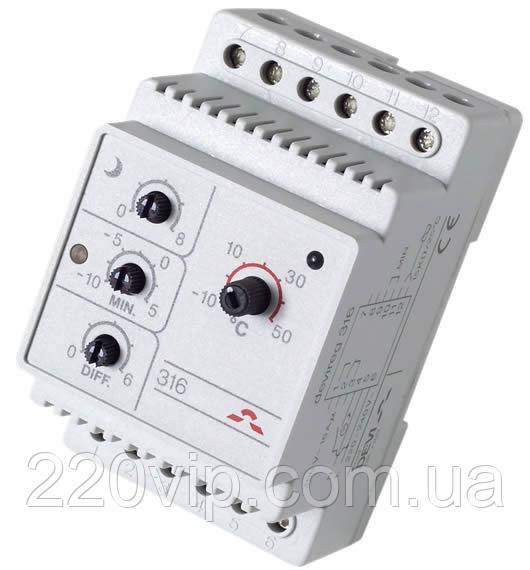 Devireg 316 (140F1075) Терморегулятор DIN (-10...+160), термостат Діві, датчик температури на дин рейку, фото 1