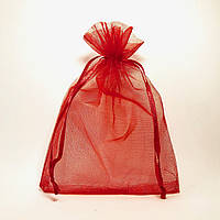 Мешочек красный 13х18 см из органзы для упаковки, хранения украшений и подарков