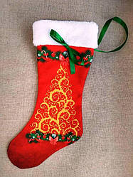 ЧХ-7. Пошитий новорічний чобіток з хутром, під вишивку