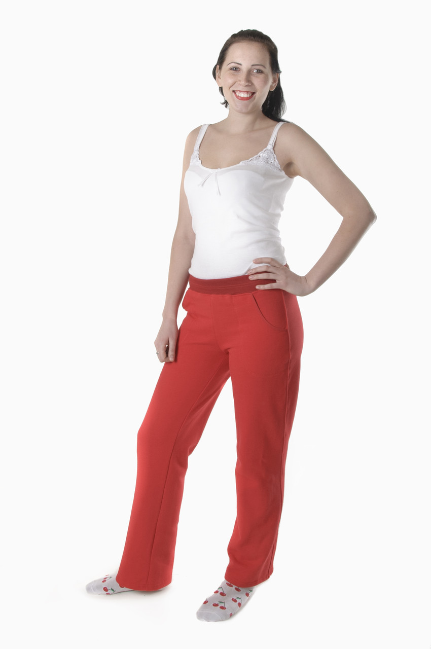 Спортивні жіночі штани червоні з начосом 48