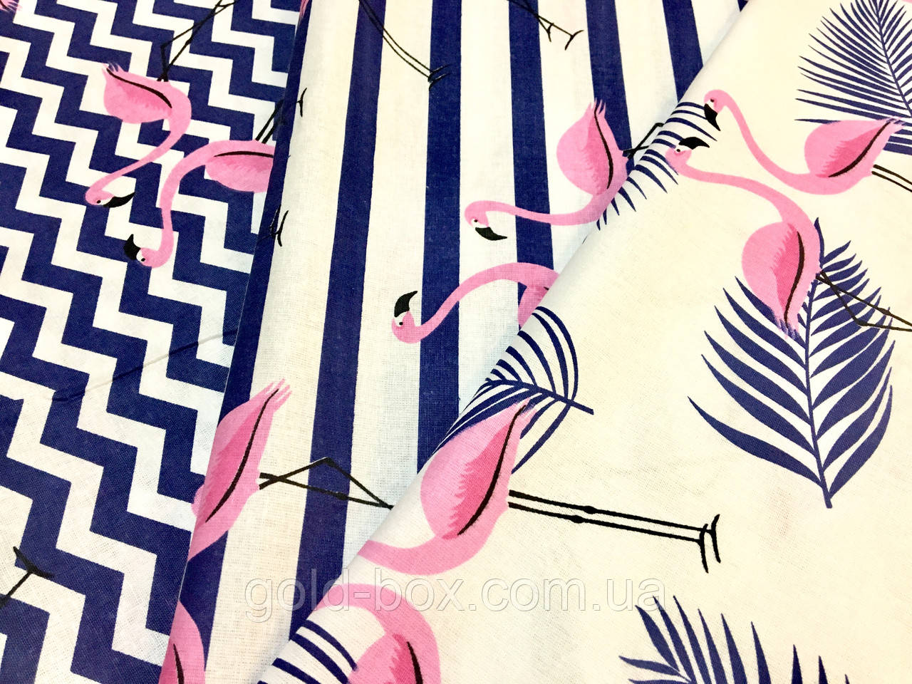 Набор тканей для пэчворка «Dark blue Flamingo»