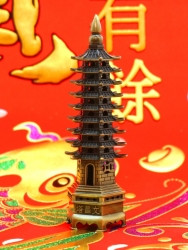 Пагода 9 ярусов силумин в бронзовом цвете h-13 см - фото 2 - id-p815068836