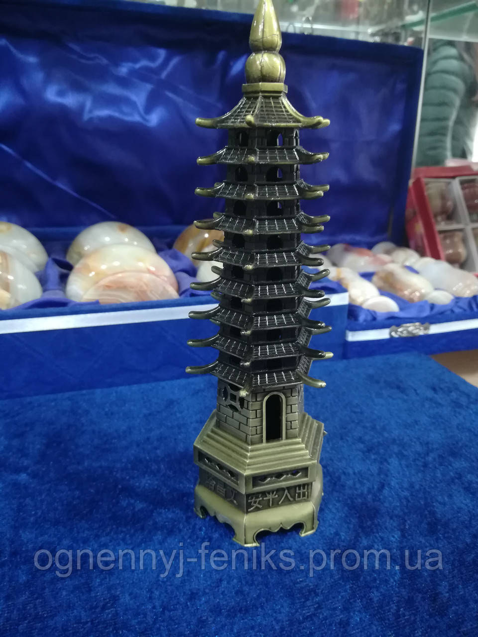 Пагода 9 ярусов силумин в бронзовом цвете h-13 см - фото 4 - id-p815068836