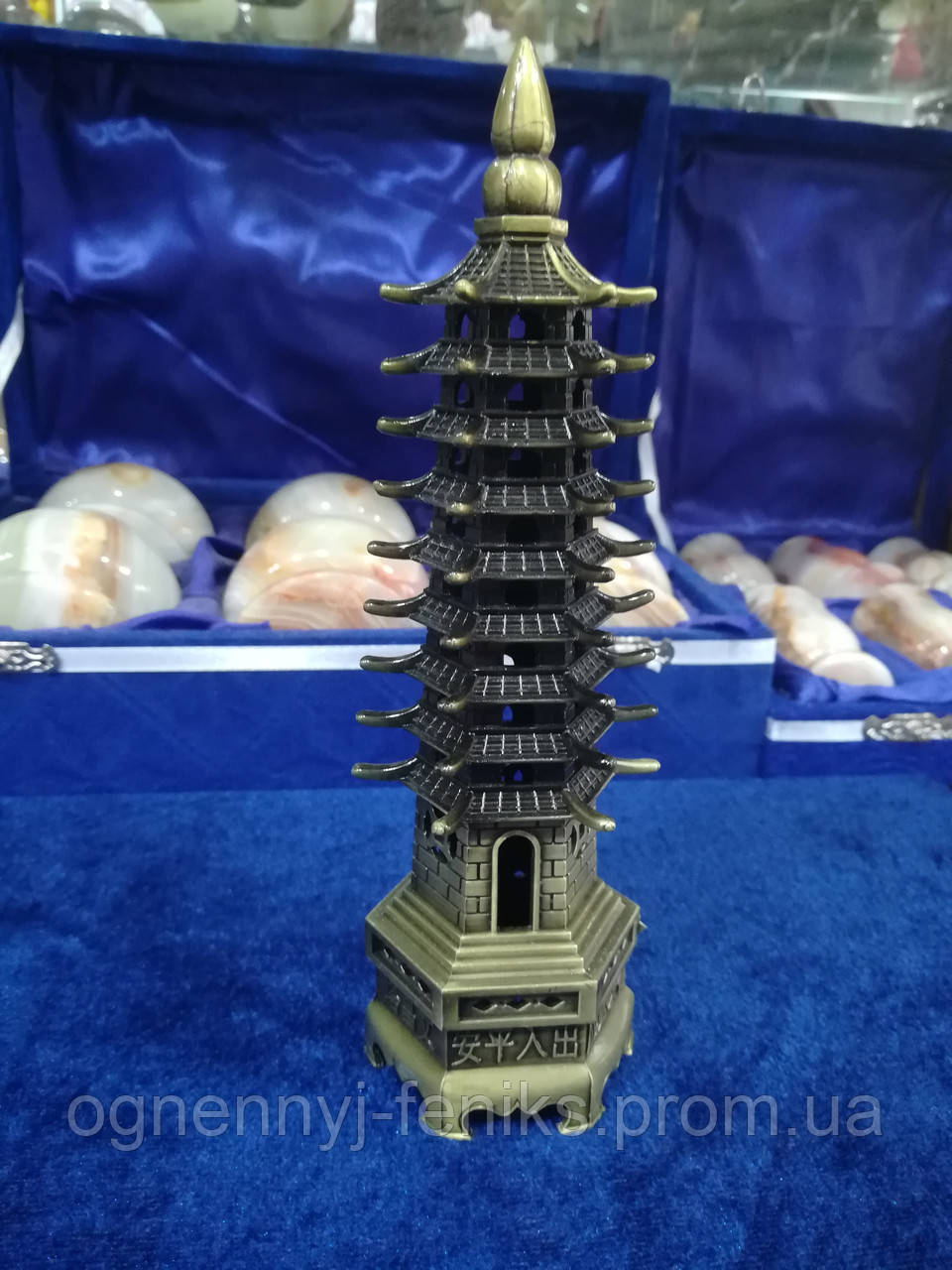 Пагода 9 ярусов силумин в бронзовом цвете h-13 см - фото 6 - id-p815068836
