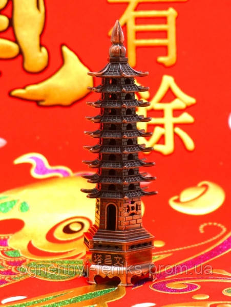 Пагода 9 ярусов силумин в медном цвете h-13 см - фото 4 - id-p815070390