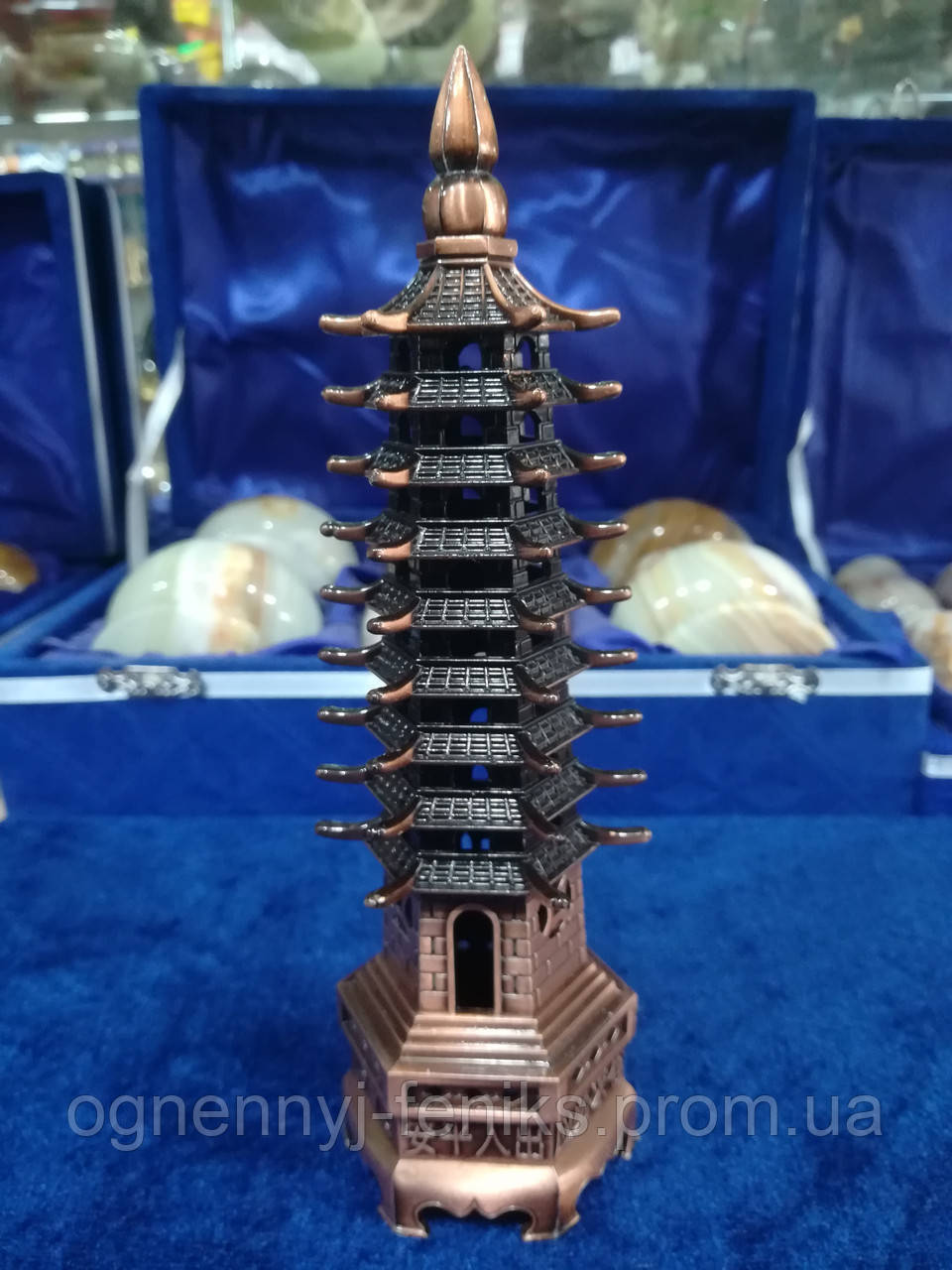 Пагода 9 ярусов силумин в медном цвете h-13 см - фото 1 - id-p815070390
