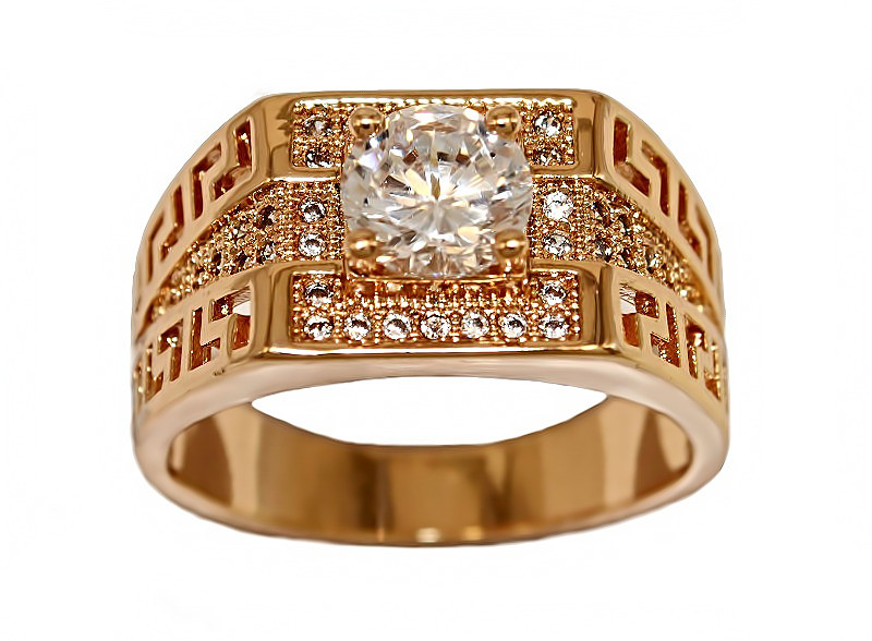 Перстень-друк XР. Позолота 18К. Камені: білий циркон. Ширина: 11 мм. Є: 18р