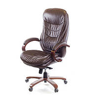 Кресло офисное Валенсия Soft EX механизм мультиблок комбинированная кожа люкс коричневая (АКЛАС-ТМ)