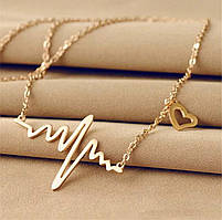 Жіночий кулон Кардіограма серця, ритм серця, з ланцюжком «Cardio» (золото)
