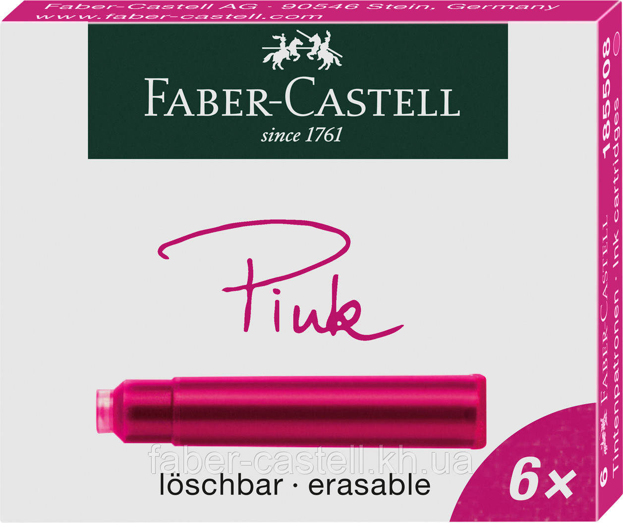 Картриджі чорнильні для перових ручок стандартні Faber-Castell колір рожевий, 6 шт, 185508