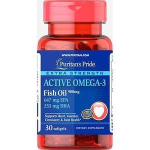 Омега-3 Puritan's Pride Active Omega 3 Extra Strength 900 mg 30 капс.