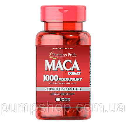 Для підвищення тестостерону Puritans Pride MACA Extract 1000 мг 60 капсул., фото 2