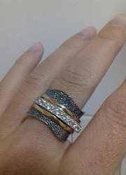 Широке срібне кільце-антистрес-соларис