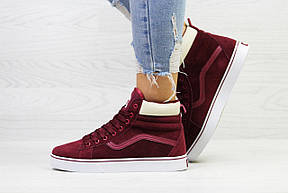 Зимові жіночі кеди Vans Old Skool,Ванс замшеві,бордові, фото 2