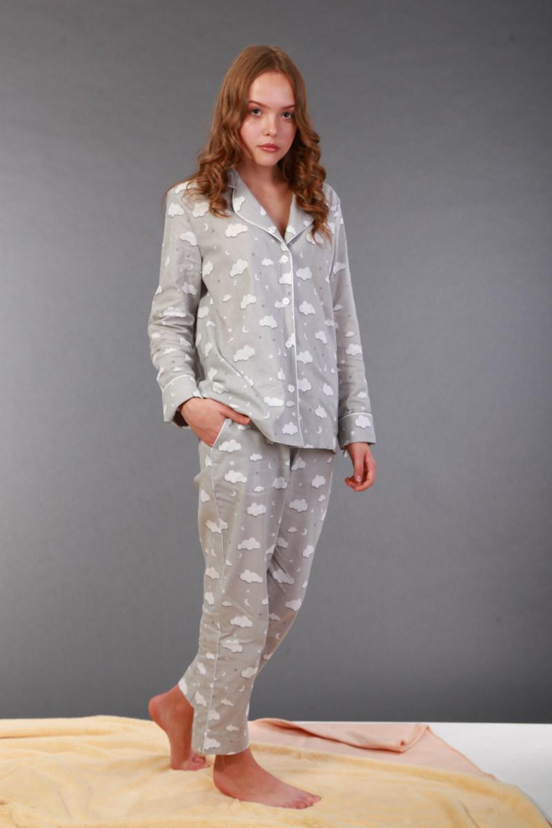 Піжама жіноча, сіра в білі хмаринки. Домашній одяг. Women's Pajamas. Піжама жіноча. Домашній одяг. M/L