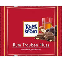 Шоколад Ritter Sport Rum Trauben Nuss (Риттер Спорт с ромом, изюмом и фундуком), 100 г