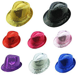 Капелюх Диско з паєтками р.56-58 яскраво-рожевий