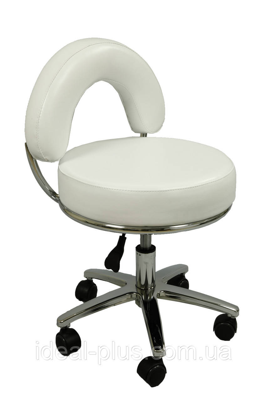 Стільчик для майстра педикюру зі спинкою Білий ZD-2118, фото 1