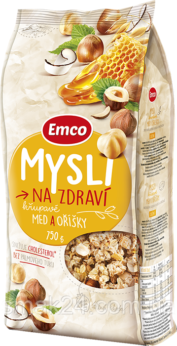 Мюслі з фундуком, кокосом, медом Emco Чехія 750г