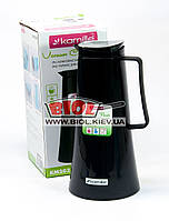 Термос 1,0 л пластиковий зі скляною колбою (колір — чорний) Kamille KM-2025-1