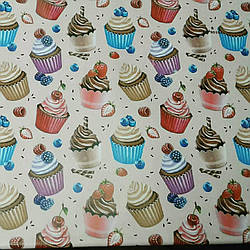 Папір для упаковки №9101 Капкейки" 80гр, 52*75см, 50шт в ГРР