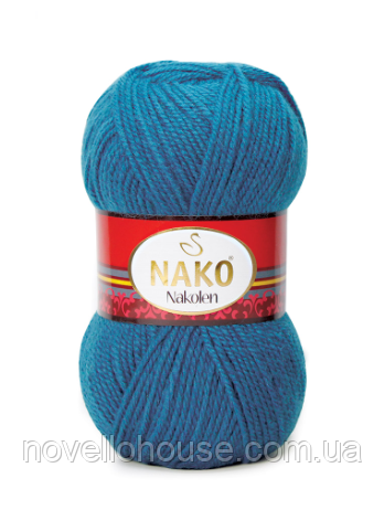 Nako NAKOLEN (Наколен) № 5400 петроль (Вовняна пряжа з акрилом, нитки для в'язання)