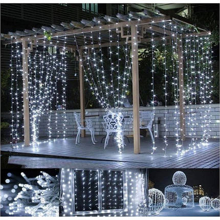 Гірлянда штора 3x3 м 300 LED білий холодний, фото 1