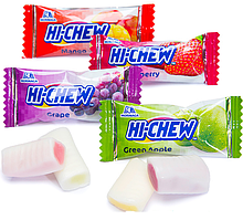 Японські смачні жувальні цукерки Hi-Chew, смаки: Полуниця, Манго, Зелене яблуко, Виноград (1 шт.)